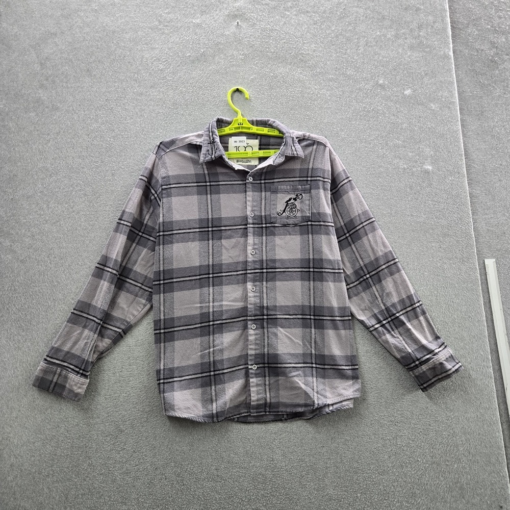 Cakeworthy x Disney Men Button Up Shirt 2XL Gray Plaid Steamboat Willie Flannel